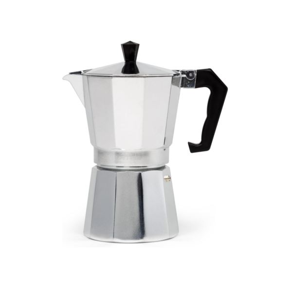 Classic Stovetop Espresso and Coffee Maker, Moka Pot for Italian and Cuban Café Brewing, Greca Coffee Maker, Cafeteras, 6 Espresso Cups, Silver